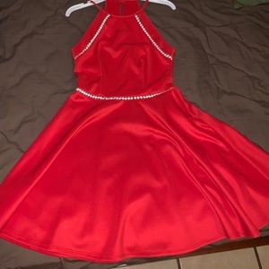 Short, red formal dress